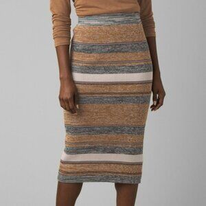 PrAna Acadia striped organic cotton sweater knit skirt